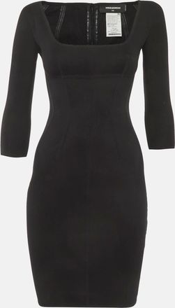 Dsquared2 Black Cotton Knit Scoop Neck Mini Dress