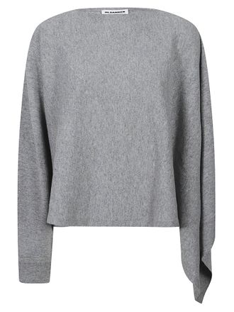Jil Sander One-Sleeve Asymmetrical Cape Top in Soft Knit