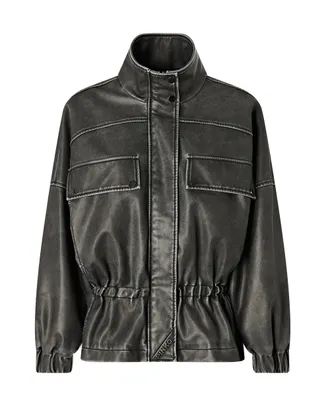 Pinko Oversized Aged Effect Coated Fabric Caban Jacket