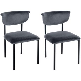 Clp Set di 2 Sedie da Pranzo Gambell in Velluto grigio scuro