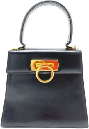 Ferragamo Tweedehands leren handtassen - Dames - Vintage Handtas - Zwart - ONE Size - Leer - Vintage