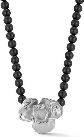 Sphera Milano Orchid Pendant Beaded Necklace in Silver/Black at Nordstrom Rack