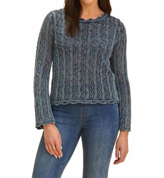 FDJ Long Sleeve Garment Dye Sweater In Indigo