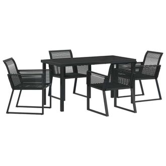 Berkfield Home 5 Piece Garden Dining Set Black Poly Rattan