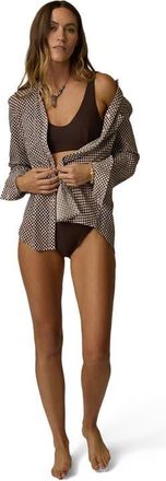 Carve Designs Dylan Gauze Tunic in Coco Check at Nordstrom, Size Xx-Small