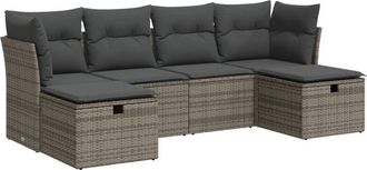 vidaXL Vidaxl - Set De Muebles De Jard&iacute;n 6 Pzas Y Cojines Rat&aacute;n Sint&eacute;tico Gris