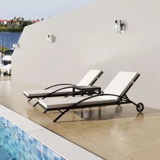 vidaXL Vidaxl - Lettini Prendisole Con Tavolino In Polyrattan Nero