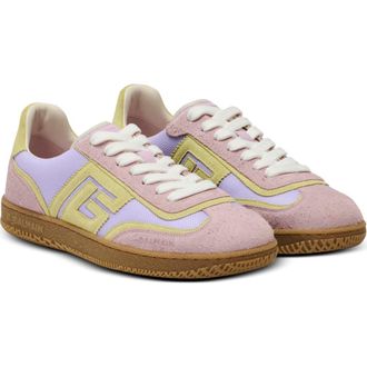 Balmain Swan suede and mesh trainers in Purple at Nordstrom, Size 36