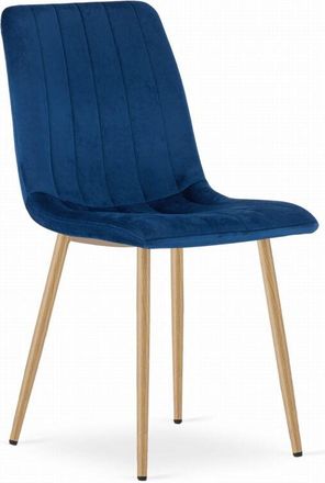 OEM Silla Lava - Terciopelo Azul Marino / Patas Color Madera X 1