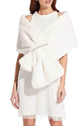Adrianna Papell Faux Fur Wrap in Ivory at Nordstrom