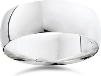 Pompeii3 8mm Dome High Polished Wedding Plain Band 14K White Gold Comfort Fit Ring Size Selectable