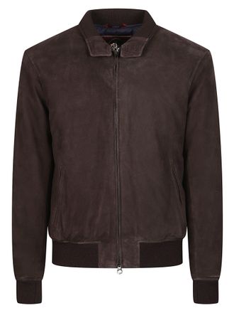 STEWART Nuvola Smooth Dark Brown Leather Bomber Jacket