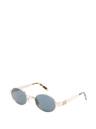 Miu Miu Eyewear SMUB51 Oval Metal Frame Sunglasses - Silver