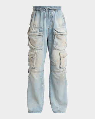 Amiri Men & apos;s Vintage-Wash Wide Leg Cargo Jeans