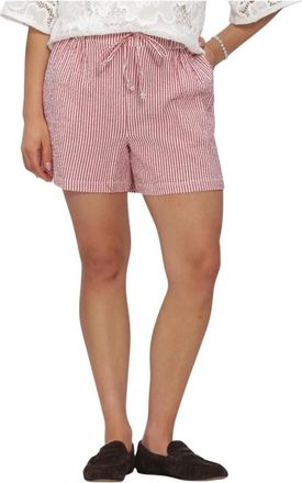 Pom Amsterdam Korte Broeken, Dames, Rood, M, Katoen, Seersucker Shorts