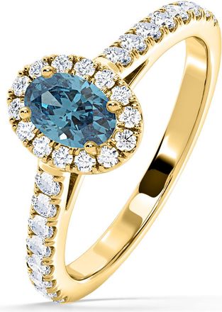 The Diamond Store Georgina Blue Lab Diamond Oval Halo 0.90ct Ring in 18K Yellow Gold - Elara Collection