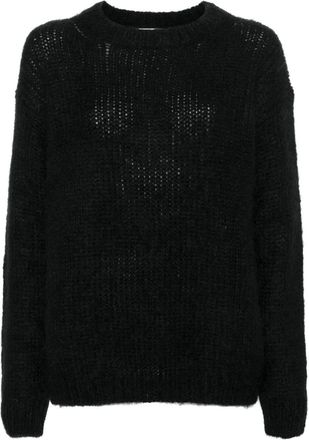 P.A.R.O.S.H. Womens Black Mohair Blend Crew Neck Sweater Wool - Size X-Small
