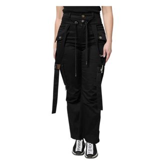 Dolce & Gabbana High Waist Cargo Broek - Dames - Straight fit broeken - Zwart - S - Katoen - Broeken