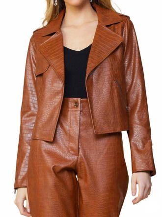 Skies Are Blue Clothing Vegan Leather Biker Jacket In Camel