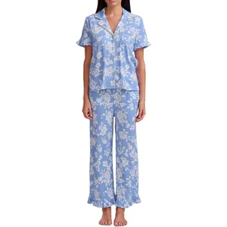Splendid Ruffle Trim Pajamas in Hydrangeafloral at Nordstrom, Size X-Small