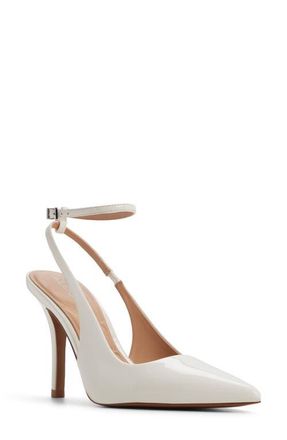 Aldo Nikoletta Pointed Toe Ankle Strap Pump in Other White at Nordstrom, Size 7.5