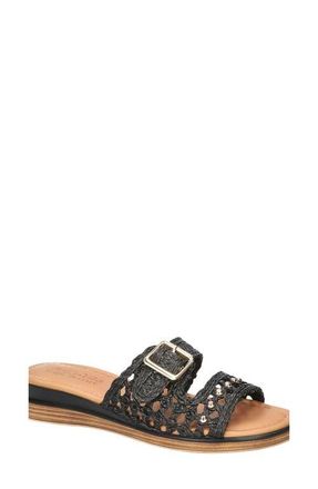 Bella Vita Bar-Italy Wedge Sandal in Black Raffia at Nordstrom, Size 8.5