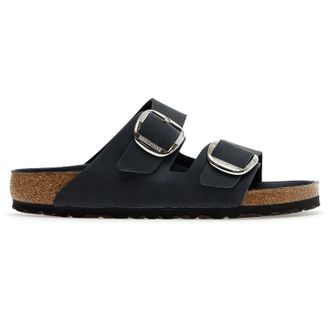 Birkenstock Arizona Big Buckle Oiled Leather Unisex Slides Sandals - UK 7.5 - US 10 Women / 8 Men - EU 41 - Black - Size:UK 7.5