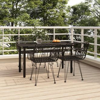 vidaXL Vidaxl - Juego De Comedor De Jard&iacute;n 5 Piezas Rat&aacute;n Sint&eacute;tico Negro