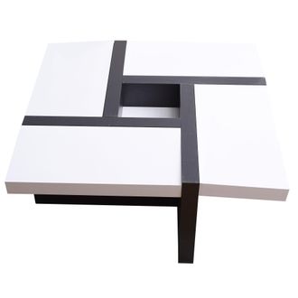 Mobili Rebecca Mobili Rebecca - Rebecca Mobili Mesa De Centro Cuadrada Madera Blanco Negro Moderno 35x80x80