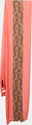 Aigner Red Monogram Stripe Cotton Stole