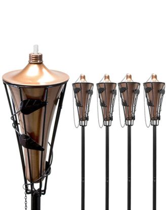 Sorbus Set Of 4 Outdoor Metal Patio Torches