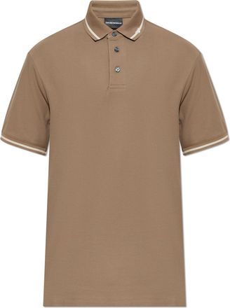 Emporio Armani Polo With Logo, Mens, Brown