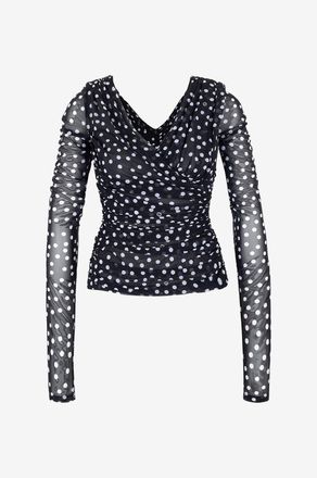 Dolce & Gabbana Ausgeschnittenes Top aus gerafftem T&uuml;ll mit Tupfen