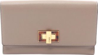 Fendi Beige Leather Long Wallet (Bi-Fold) (Pre-Owned)
