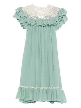 Chlo&eacute; ruffled lace mini dress - Green