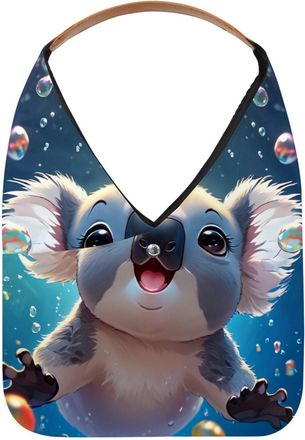 Generic Lovely Koala Swims Underwater Reusable Lightweight Grocery Bags - Foldable Into Compact Pouch, Washable & Sturdy, Multipurpose for Shopping and Travel