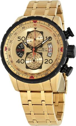 Invicta Aviator Chronograph Gold Dial Gold-plated Mens Watch 17205