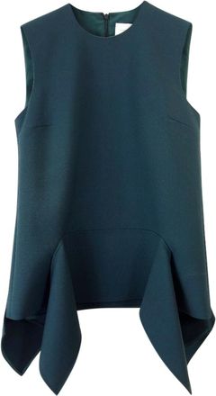 Victoria Beckham Victoria Victoria Beckham Green Stretch Crepe Flared Sleeveless Top Size XXS