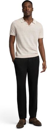 Onia Linen Johnny Collar Polo in Stone/white at Nordstrom, Size Xx-Large
