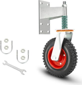Elle Rueda Para Port&oacute;n De 20 Cm - Capacidad De Carga De 272 Kg - Resorte Giratorio De 360&deg; - Amortiguaci&oacute;n - Goma Resistente Para Terrenos Variados