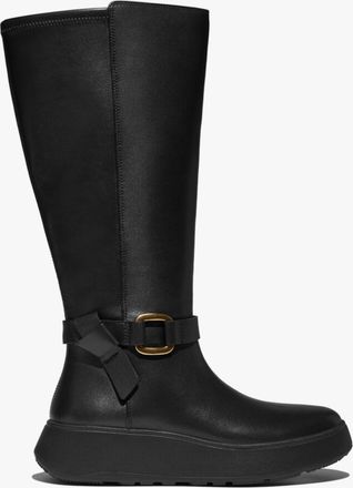FitFlop Fitflop Womens F-mode Square-ring Leather Flatform Ladies Tall Boots Blac - Black - Size UK 5