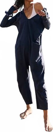 Free People Hot Shot Long Sleeve Onesie In Midnight Navy