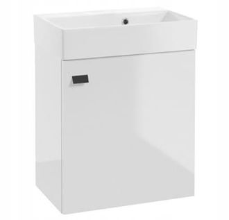 OEM Mueble De Ba&ntilde;o Suspendido Con Lavabo De 60x50 Cm. Blanco Brillante, Tirador Negro. Marca Elara