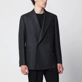 Tagliatore Anthracite grey double-breasted jacket in wool and cashmere