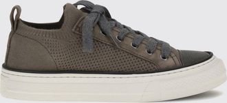 Brunello Cucinelli Sneakers in pelle e maglia crochet con monile