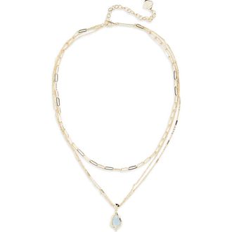 Kendra Scott Adriana Scallop Multistrand Necklace in Gold Sky Blue Abalone at Nordstrom