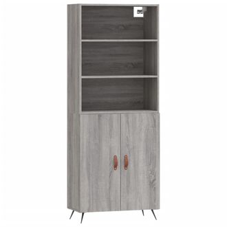 vidaXL Vidaxl - Aparador Alto Madera Contrachapada Gris Sonoma 69,5x34x180 Cm