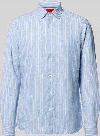 HUGO BOSS Modern Fit Freizeithemd aus reinem Leinen Modell VALERIO in Hellblau, Gr&ouml;&szlig;e 39