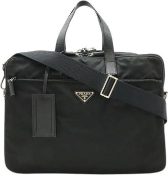 Prada Pre-owned Nylon Business Aktetas - Dames - Vintage Schoudertas - Zwart - ONE Size - Nylon - Vintage