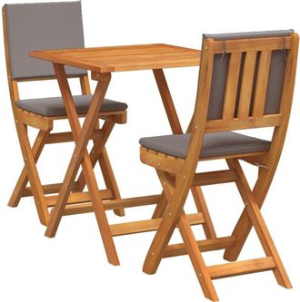 vidaXL Conjunto bistro 3 pcs Marr&oacute;n madera maciza de acacia Vidaxl